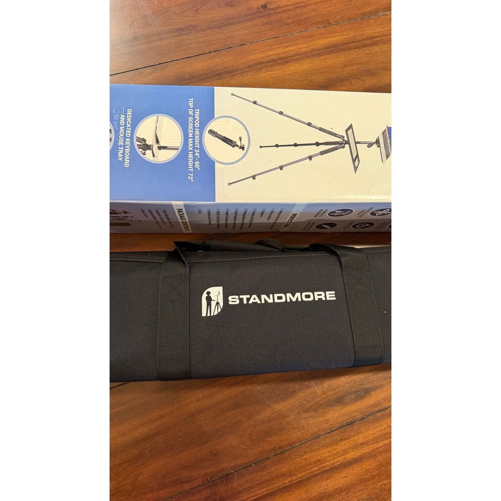 StandMore Portable Standing Desk with Keyboard Tray Adjustable Tripod Black NEW - Picture 16 of 16